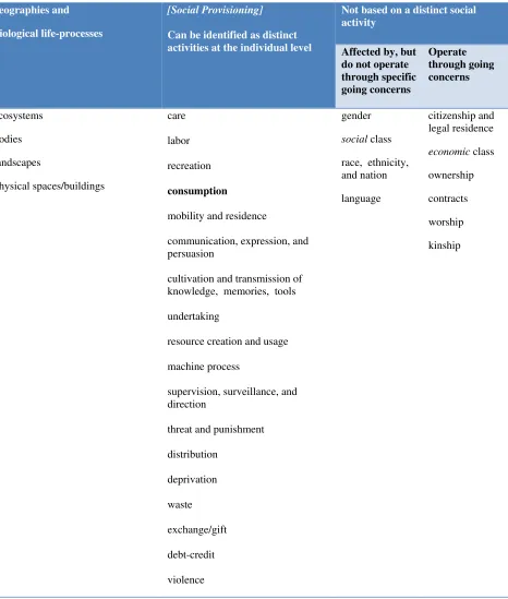 Table 2. Social Processes: Categorization 
