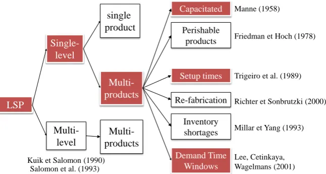 Figure 1. Classification of lot sizing models (Based on illustrations by Brahimi et al