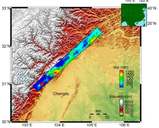 Figure 1. The Longmen Mountain fault zone, the location of the electromagnetic spider web deployment
