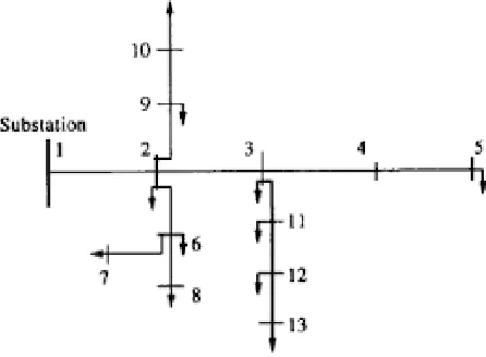 Fig. 1. The 13 bus radial distribution system 