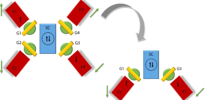 Figure 7. Sketch of the experimental setups. (a) A central superconducting finger S (blue) is contacted to two InAs nanowires (brown)