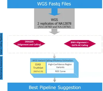 Figure 1. Scheme of assessment of NGS data analysis pipelines. Flow chart shows the steps to as-practices guidelines