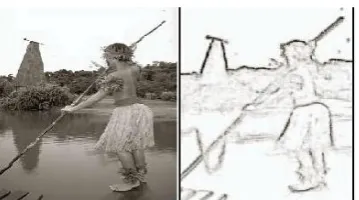 Fig 5: Example result of Supervised Learning of Edges and Object Boundaries. a) Gray scale image from Berkeley Dataset