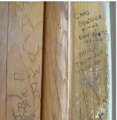 Figure 1.9: Graffiti on the wooden windowsills at Craigdarroch Castle. They remind us that the architectural frame of the historic home is the house museum’s primary artifact (Photo by author, 17 May 2013)