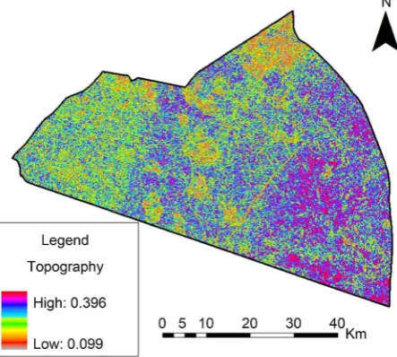 Figure 12. Topographic slope parameter. 