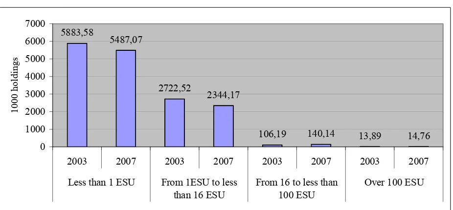 Figure 1. Agricultural Holdings by Economic Size of the Holding in NMS  