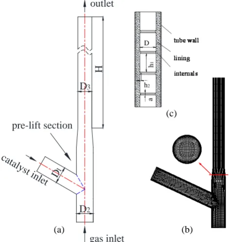 Figure 1. Schematic diagram of riser, cuneal internals and grid system. 