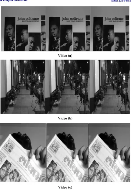 Fig. 4: Stabilized frames of test video sequences 