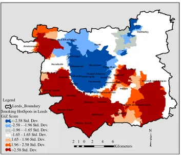 Figure 3. Smoking hotspots in Leeds.  
