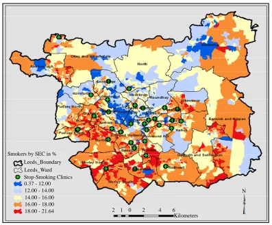 Figure 5. Comparing the distribution of existing stop-smoking service in relation to the population of smokers