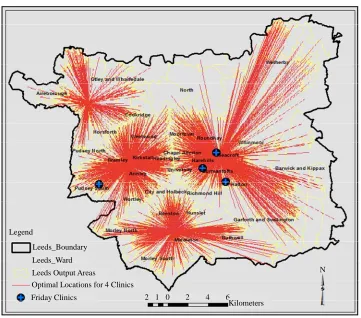 Figure 7. Optimal location for 9 operational stop-smoking service centres.  