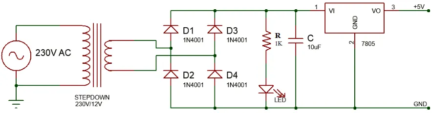 Fig 2: Power supply circuit diagram  