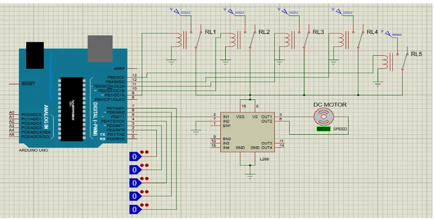 Fig 4:  Simulation setup for speed control of DC motor using android speech recognition via Bluetooth 