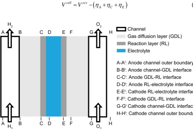 Figure 1. Computational domain and boundary conditions for SOFC model.  