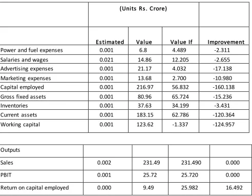 Table 5: Sensitivity analysis for retail organization 4 for the year 2010 