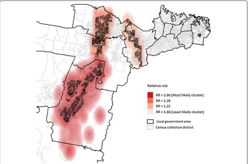 Figure 2 Clusters of maternal smoking during pregnancy using the maximum cluster size ≤ 20%.