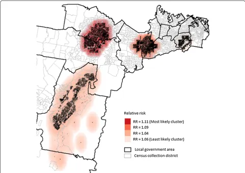 Figure 5 Clusters of first antenatal visit at or after 10 weeks with the maximum cluster size 10% of the total study population.