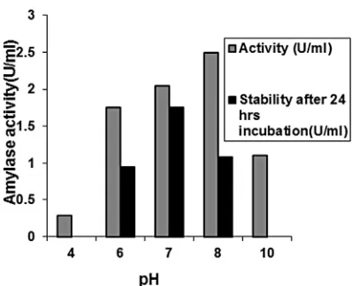 Figure 11. Effect of temperature on activity and stability of amylase from C2.  