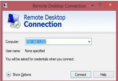 Figure 11.1 Remote Desktop connection window                   Figure11. 2 Login to Raspbian  OS Window                            