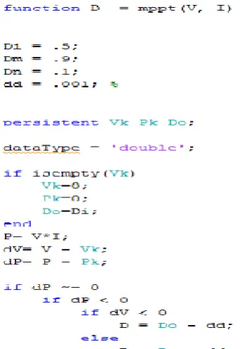 Figure 3 shows the operating flowchart of P&O algorithm, VpvPV array and k is the value of variation in voltage to compute next perturbation