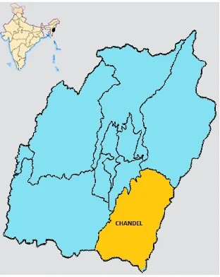Fig. Map (Not to scale) of Manipur, India showing Chandel District. 