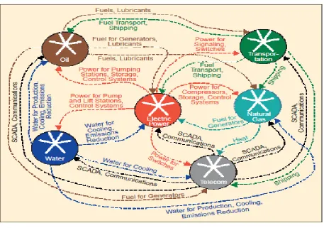 Figure 2.2: Representation of interdependent relationship among different infrastructures [7] 