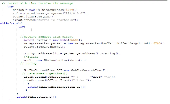 Figure 9: Java code for server side when receiving message 