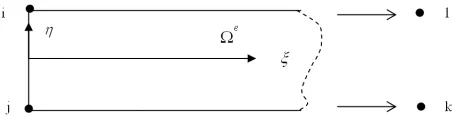 Figure 1. Local coordinate system of horizontal infinite elements (HIE). 