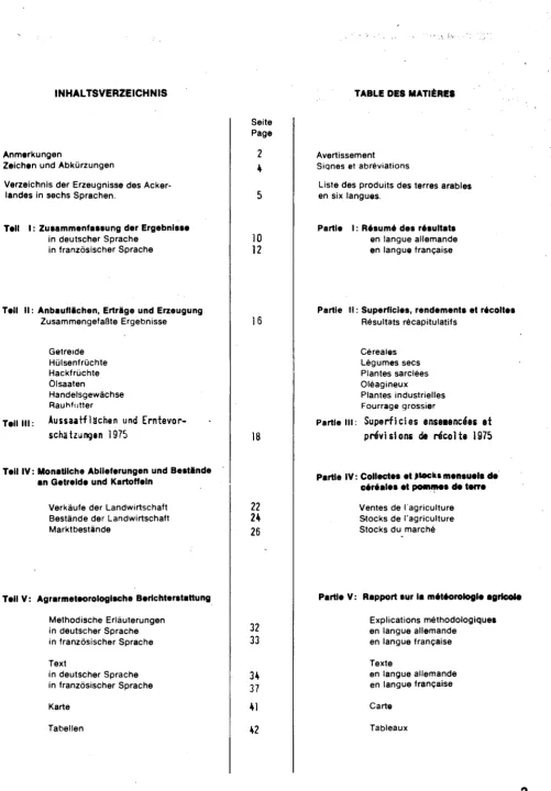 TABLE DE8 MATIÈRES 