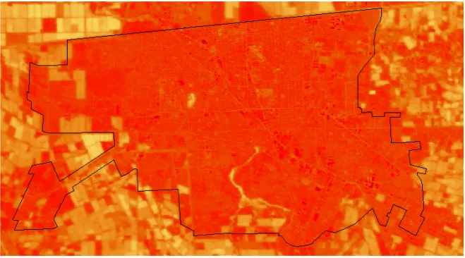 Figure 2. UHI of Mexicali based on Landsat 8 images. 