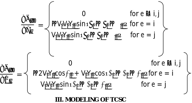 Fig 2 Equivalent circuit of a line with TCSC  