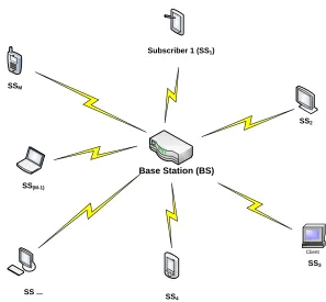 Figure 3.2: Wireless link from the base station (BS) to a subscriber (SS)