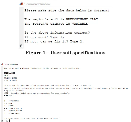 Figure 1 – User soil specifications 