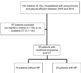 Figure 2. Design study. NP: Necrotizing pneumonia, CT: computed tomography. 