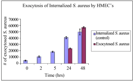 Figure 1. Internalized bacteria were eventually exocytosed from HMEC’s. Exocytosis of internalized S