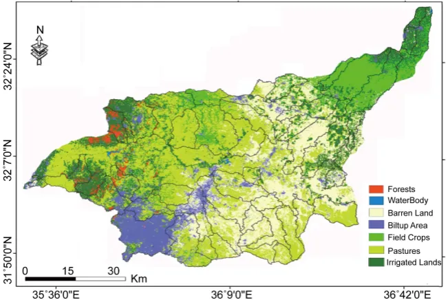 Figure 4. Land use/cover of the Zerqa River watershed. 