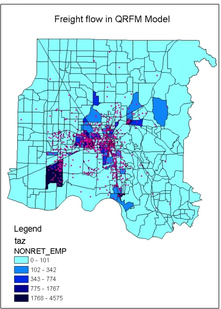 Figure 4. Freight trips versus non-retail employment.