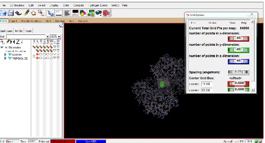 Figure 5. Grid box setting for target and ligand to prepare protein and place it in a fixed position for the 