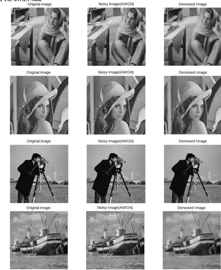 Figure 1 Image Denoising usings Framelet (AWGN Noise) 