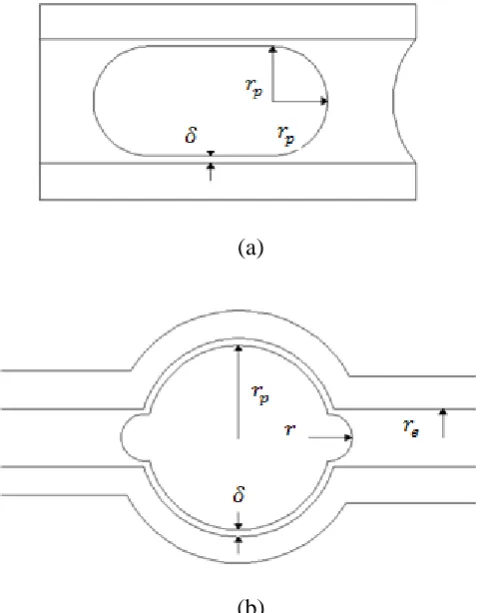 Figure ‎2.4: Crystal precipitating in a pore with radius rp in the subflorescence zone: 