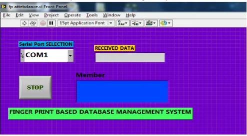 Fig. 8A front panel design of LabVIEW database storage system.  