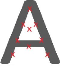 Fig. 3. Some invariant points (red crosses) of “A”.