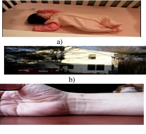 Fig.4. Test frame images a) 50th frame of video 1 „baby‟ b) 17th frame of video 2 „shadow‟ c) 7th frame of video 3 c) „wrist‟