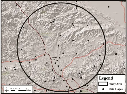Figure 5. Rain gages within study area (all sources). 