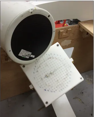 Figure 1-5: Distortion grid attached to fluoroscope B.  Known locations of stainless steel beads embedded in the 