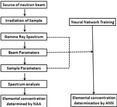 Figure 1: A diagram showing the relationship between ANN inputs and the classical NAA experimental steps
