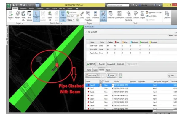 Fig. 9 Clash Detective showing the results tab 