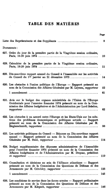TABLE DES MATIERES 