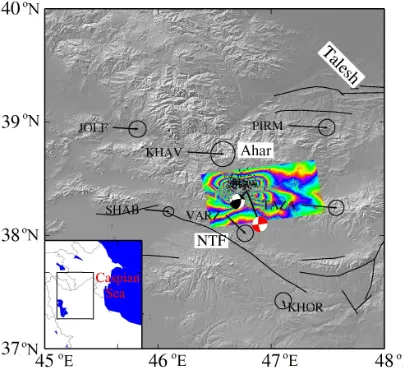 Figure 2.1. The location of August 11, 2012 Ahar earthquakes and the 