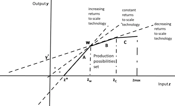 Figure 3   Production possibilities and input-measured firm size  